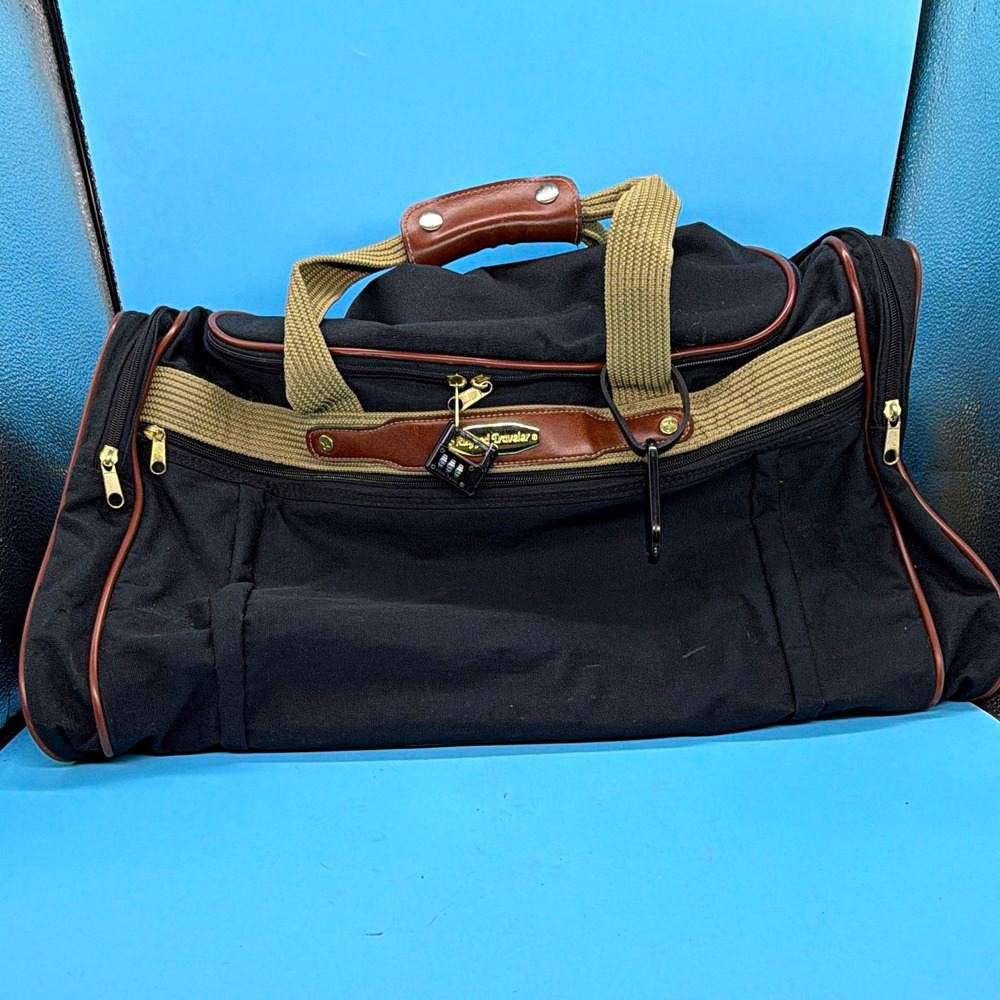 Royal Traveler Black Canvas Travel Duffle Bag Carry On Soft Case 23 inch